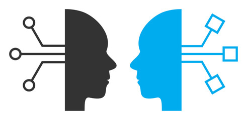 Human network interface icon with flat style. Isolated vector human network interface icon illustrations, simple style.