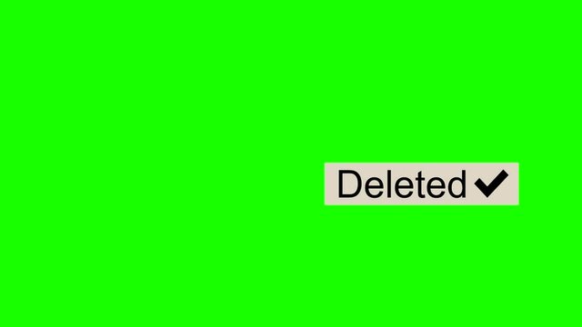Animated button of delete on green screen