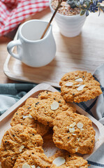 Homemade cookies with almond chips and sesame seed