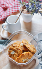 Homemade cookies with almond chips and sesame seed