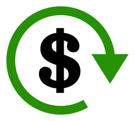 Dollar repay icon with flat style. Isolated vector dollar repay icon illustrations, simple style.