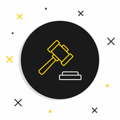 Line Judge gavel icon isolated on white background. Gavel for adjudication of sentences and bills, court, justice. Auction hammer. Colorful outline concept. Vector