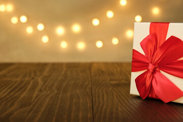 christmas gift with red bow
