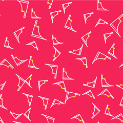 Line Skate park icon isolated seamless pattern on red background. Set of ramp, roller, stairs for a skatepark. Extreme sport. Vector