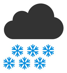 Snow cloud icon with flat style. Isolated vector snow cloud icon image, simple style.