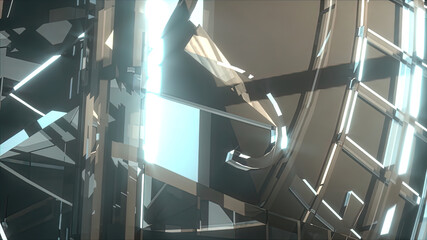 Naklejka premium background of glass geometric shape line blocks 3d render 