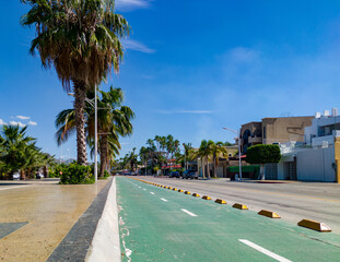 Bike path on the seaside in La Paz, Mexico