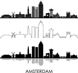 AMSTERDAM Netherlands Europe City Skyline Vector
 - obrazy, fototapety, plakaty