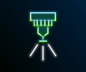 Glowing neon line Fire sprinkler system icon isolated on black background. Sprinkler, fire extinguisher solid icon. Colorful outline concept. Vector