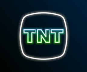 Glowing neon line Detonate dynamite bomb stick icon isolated on black background. Time bomb - explosion danger concept. Colorful outline concept. Vector