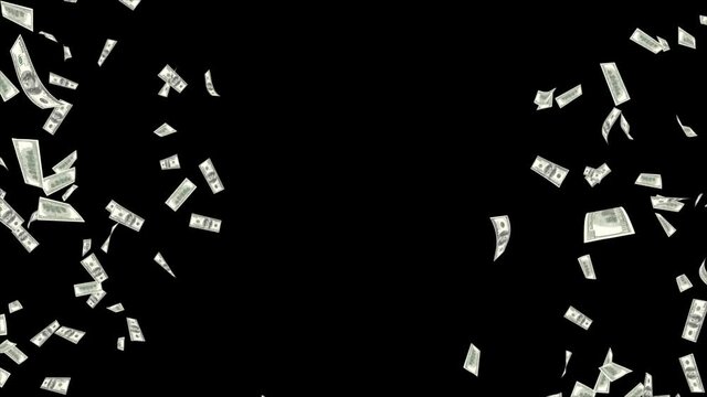 4K Loop Backgrounds of falling dollar banknotes. Shallow depth of field. Green Screen. concept of blockchain technology. win, rich, Profits. For finance, cash, business success, bank, tax and debt.