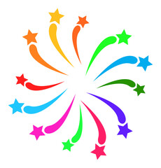 Fireworks salute icon with flat style. Isolated vector fireworks salute icon illustrations, simple style.