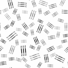 Black Crochet hook icon isolated seamless pattern on white background. Knitting hook. Vector