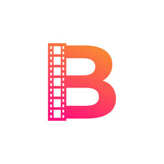 Initial Letter B with Reel Stripes Filmstrip for Film Movie Cinema Production Studio Logo Inspiration