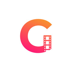 Initial Letter G with Reel Stripes Filmstrip for Film Movie Cinema Production Studio Logo Inspiration