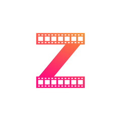 Initial Letter Z with Reel Stripes Filmstrip for Film Movie Cinema Production Studio Logo Inspiration