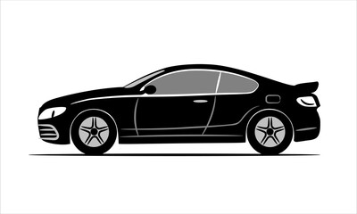 Modern car coupe flat icon. Flat illustration isolated on a white background. Vehicle icons view from side.