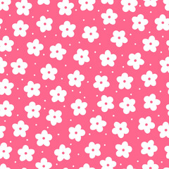 Cute floral seamless pattern. Hand drawn flowers. Trendy garden print texture for fabric, textile, wrapping paper, cloth