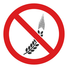Forbidden gluten icon with flat style. Isolated vector forbidden gluten icon image, simple style.