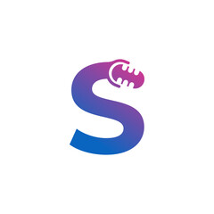 Letter S Podcast Record Logo. Alphabet with Microphone Icon Vector Illustration