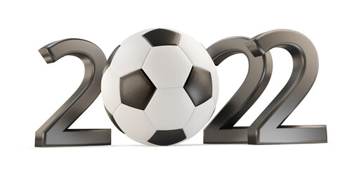 soccer ball 2022 symbol isolated on white 3d-illustration