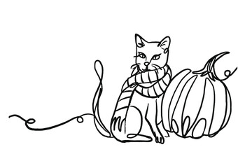 cat and pumpkin halloween