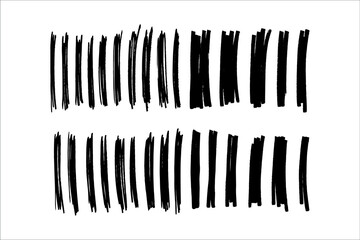 Marker lines and strokes set. Vector illustration