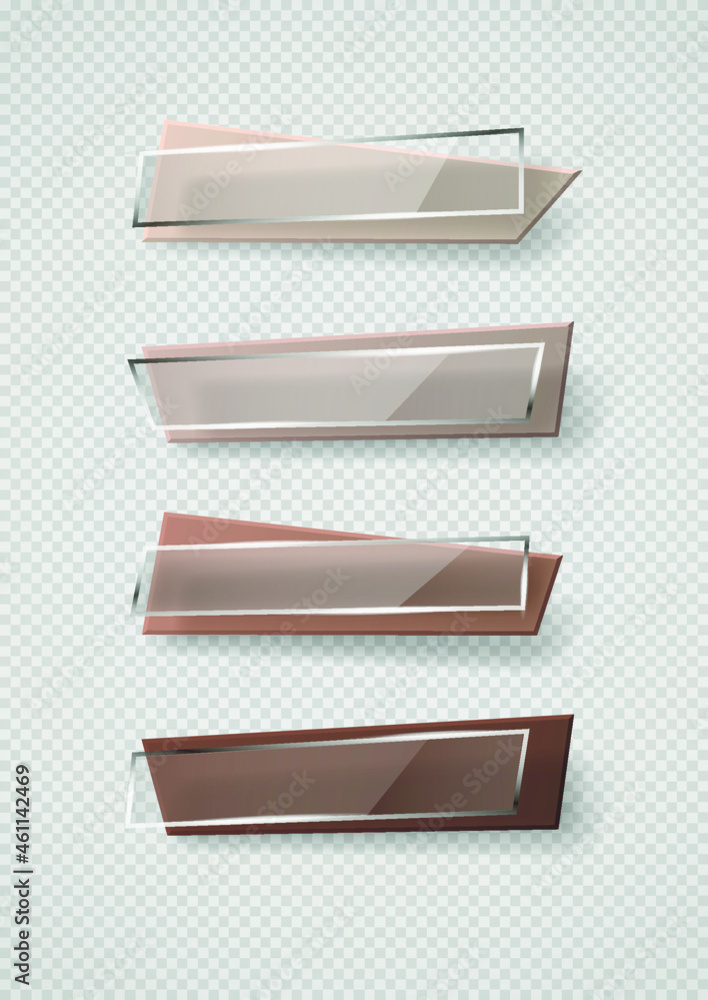Aufkleber reflecting glass banner. gloss reflection 3d panel or clear text box banner on transparent display b