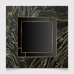 Golden marble shiny glowing blank frame