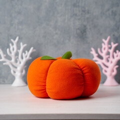 Halloween decoration toy plush pumpkin with a green tail