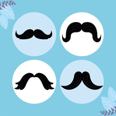 four mustaches silhouettes