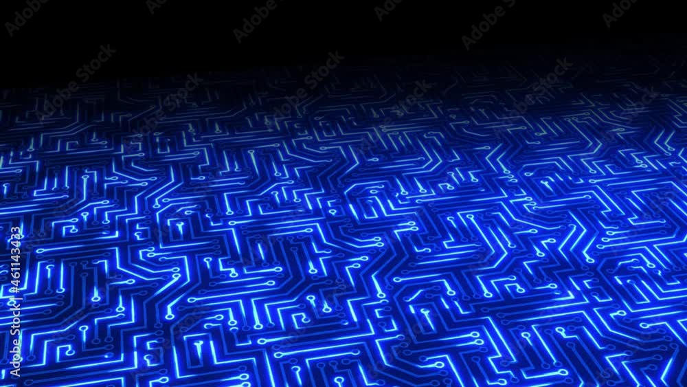 Poster 4k loop abstract electronic circuit board artificial intelligence background. future technology circ