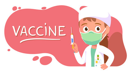 Doctor holding syringe with coronavirus vaccine
