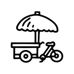 tricycle food cart line vector doodle simple icon