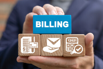 Concept of billing. Receipt bill online check. E-billing. Financial invoice bill. Payment check analysis and control.