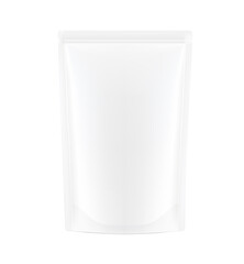 Volume blank sachet packaging for food, cosmetic and hygiene. Vector illustration on grey background. Ready for your design. EPS10.	