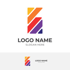 letter B logo template with flat colorful style