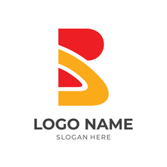 initial B logo template with flat red and yellow color style