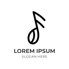 music note logo template with flat black color style
