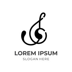 Fototapeta premium music melody logo vector with flat black color style