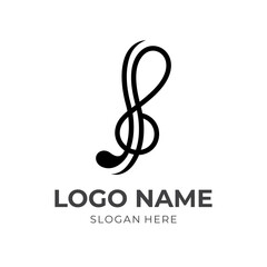 Fototapeta premium music logo design with flat black color style