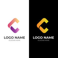 initial C logo concept with flat colorful style