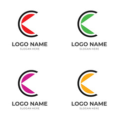Fototapeta premium letter C logo template with flat colorful style
