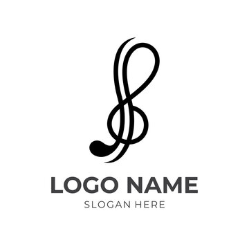 music logo design with flat black color style