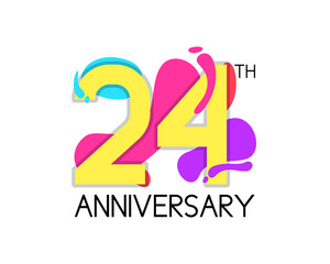 Colorful 24 year anniversary with geometric vector. 24th birthday celebration