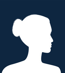 Silhouette of a young woman with bun hairstyle.