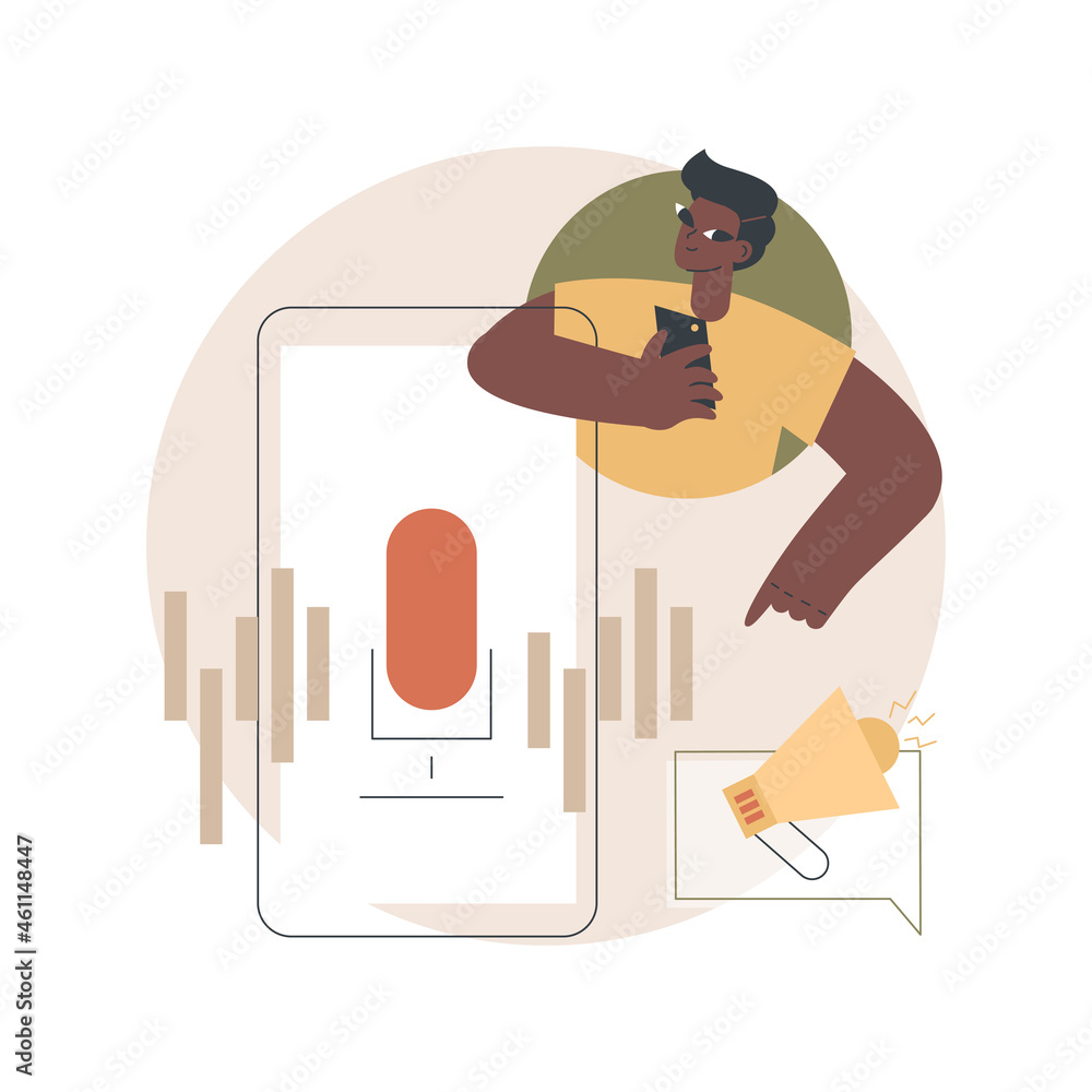 Poster voice control abstract concept vector illustration. voice command system, accessibility feature, spe