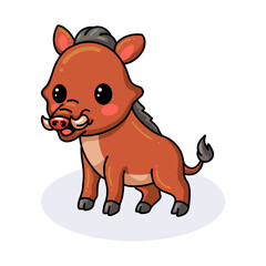 Cute little wild boar cartoon