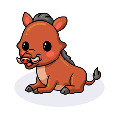 Cute little wild boar cartoon
