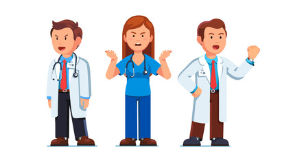 Medical workers doctors swearing, cursing, arguing